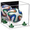 Better Display Cases Acrylic Mini - Miniature (not Full Size) Soccer Ball Display Case with Mirror Case, Green Risers and Clear Base (B03/A015) view 1