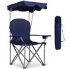 Goplus Camping Chair with Canopy Shade, Folding Lawn Chair with Umbrella Cup Holder & Carry Bag, Portable Sunshade Chair for Adults for Beach Outdoor Travel Hiking Fishing (Blue) view 1