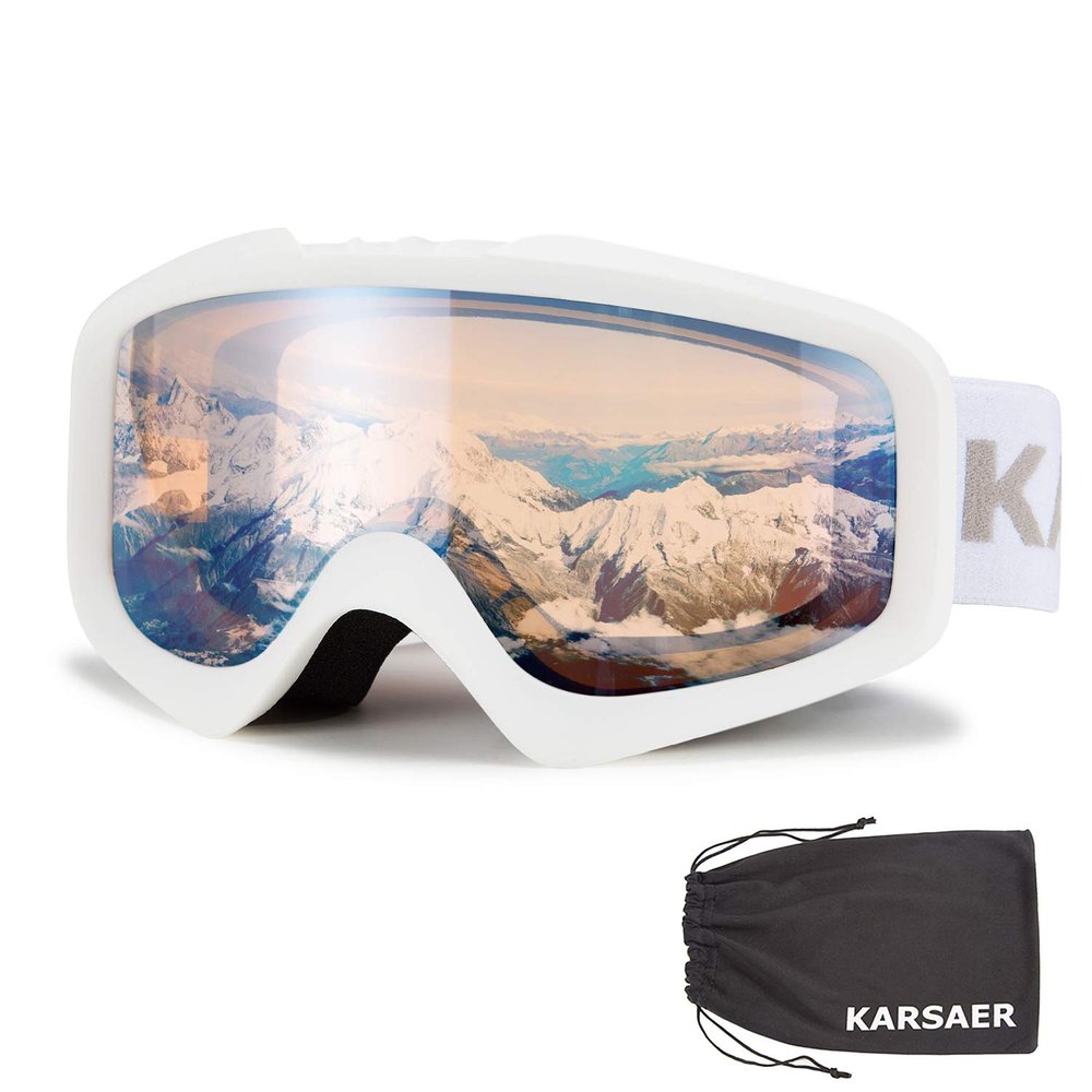 Karsaer Ski Goggles Anti-Fog Snow Goggles OTG 100% UV Protection Snowboard Goggles Bendable Dual-Lenses for Men Women Youth