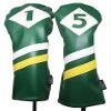 Majek Retro Golf Headcovers Green White and Yellow Vintage Leather Style 1 & 5 Driver Fairway Head Cover Fits 460cc Drivers Classic Look view 1