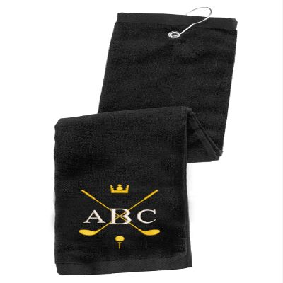 Personalized Embroidered Golf Towel with Monogram Design and Initials  Custom Trifold Towel for Golf Bags with Grommet and Carabiner Clip, Hook
