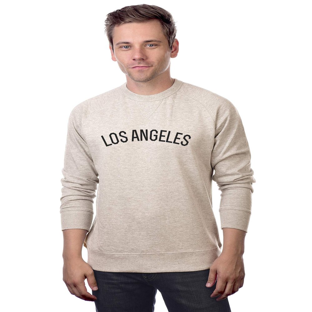 Daxton Los Angeles Sweatshirt Athletic Fit Pullover Crewneck French Terry Fabric, Oat Sweatshirt Black Letters, S