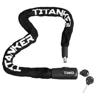 Titanker Bike Chain Lock with Key, 3.3 Feet Heavy Duty Anti-Theft Bike Lock Chain Security Bicycle Chain Locks for Bike, Motorcycle, Bicycle, Door, Gate, Fence, Grill (8mm Thick Chain, Black)