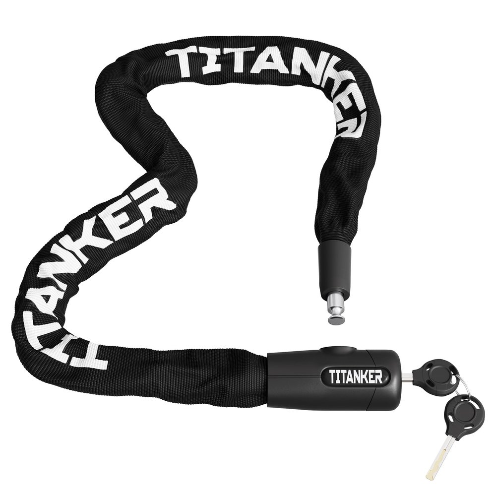 Titanker Bike Chain Lock with Key, 3.3 Feet Heavy Duty Anti-Theft Bike Lock Chain Security Bicycle Chain Locks for Bike, Motorcycle, Bicycle, Door, Gate, Fence, Grill (8mm Thick Chain, Black)