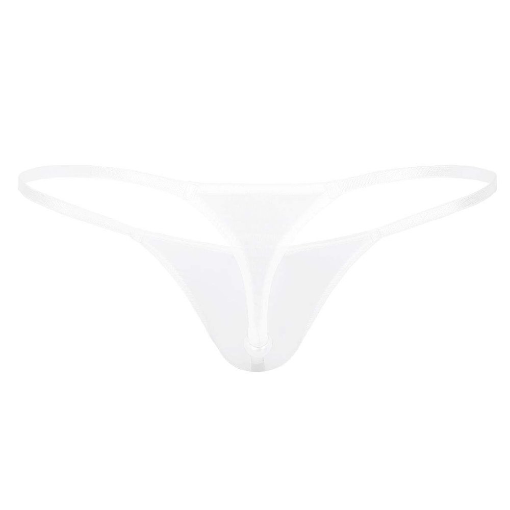 YiZYiF Men's Sexy Pearl Massage G-String Thongs Underwear Low Rise Lingerie Micro Panties White X-Large