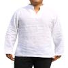 RaanPahMuang Japanese Thin Ramy Linen Long Sleeve Shirt Chinese Slit Collar, Small, White view 1