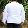 RaanPahMuang Japanese Thin Ramy Linen Long Sleeve Shirt Chinese Slit Collar, Small, White view 3