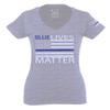 0181. Blue Lives Matter American Flag Thin Blue Line USA Police Support Patriotic Style for Women V Neck Fitted T Shirt (Light Gray Medium) view 1