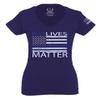 0181. Blue Lives Matter American Flag Thin Blue Line USA Police Support Patriotic Style for Women V Neck Fitted T Shirt (Navy Blue, Small) view 1