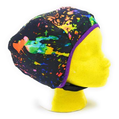 Wrestling Hair Cap - Over The Headgear Style - Paint Splatter - New in 2019! (Purple Trim)