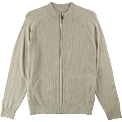 Club Room Mens Textured Cardigan Sweater, Grey, Small