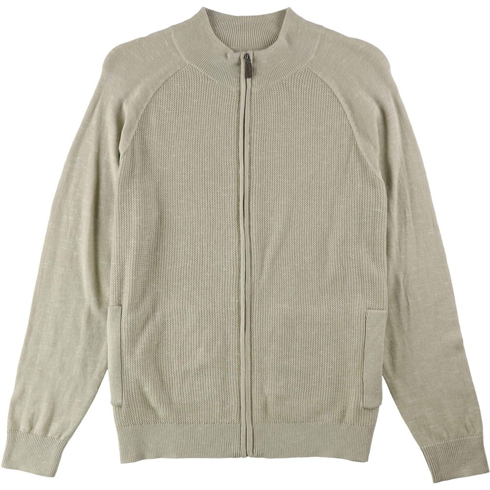 Club Room Mens Textured Cardigan Sweater, Grey, Small