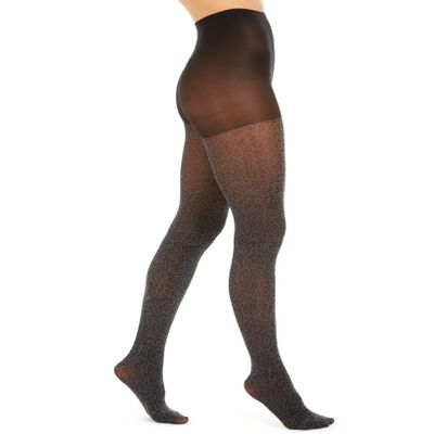 DKNY Leopard Tights, Small, Charcoal Grey