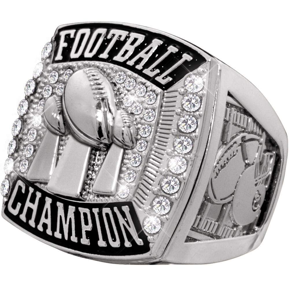 Crown Awards Silver Deluxe Fantasy Football Ring, Football Championship Rings, Size 10 Prime