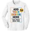 TEEAMORE Custom Youth Long Sleeve Shirt Add Your Own Image Photo Design Personalized Text White view 1