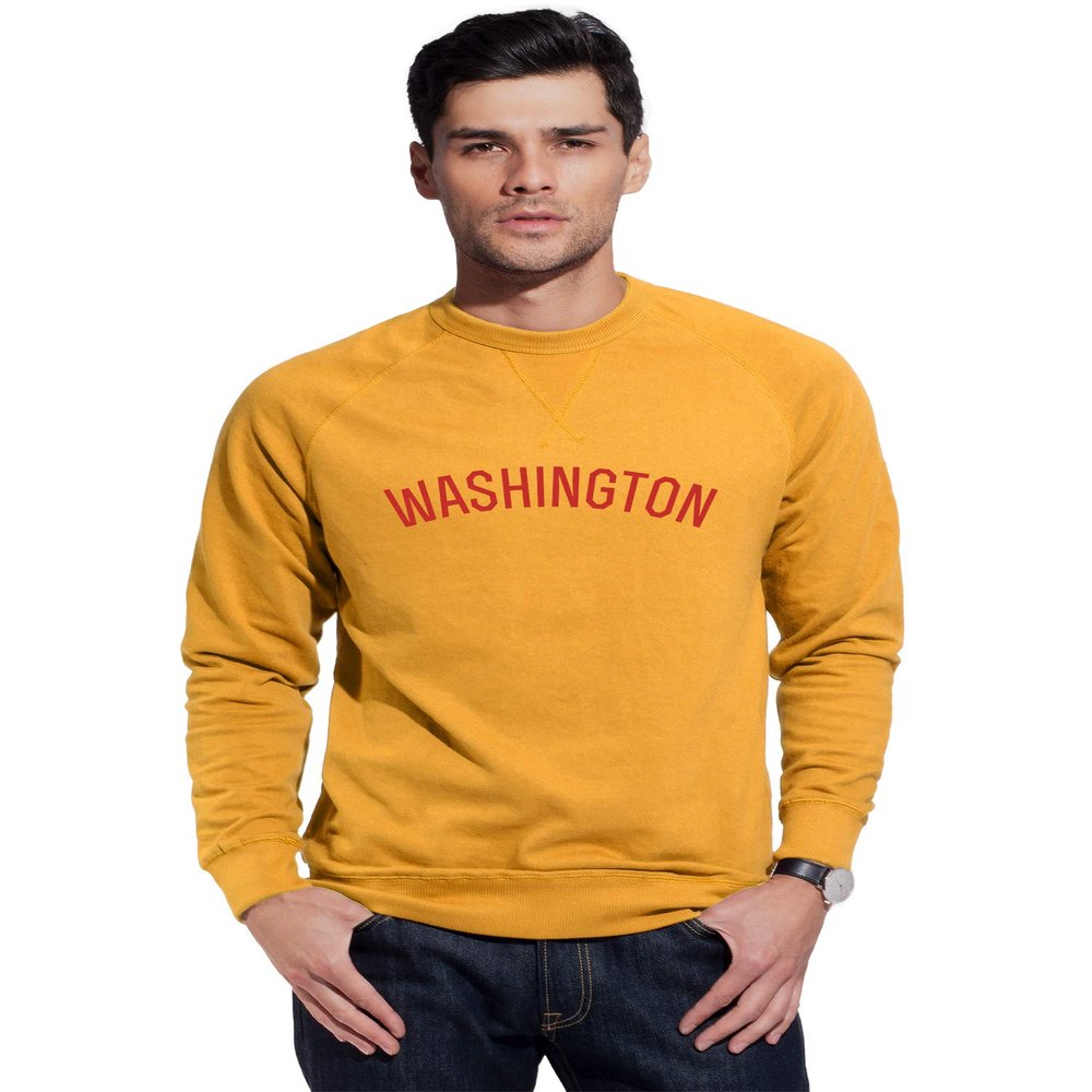 Daxton Washington Sweatshirt Athletic Fit Pullover Crewneck French Terry Fabric, Mustard Sweatshirt Red Letters, 1XL