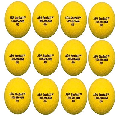 ADA Sports Starball Foam Training or Practice Softball or Tennis Ball Size| Durable Sponge Foam Ball Construction| Soft Contact| All Ages & Skill Levels | Set of 12 (#30 Tennis Ball Size)