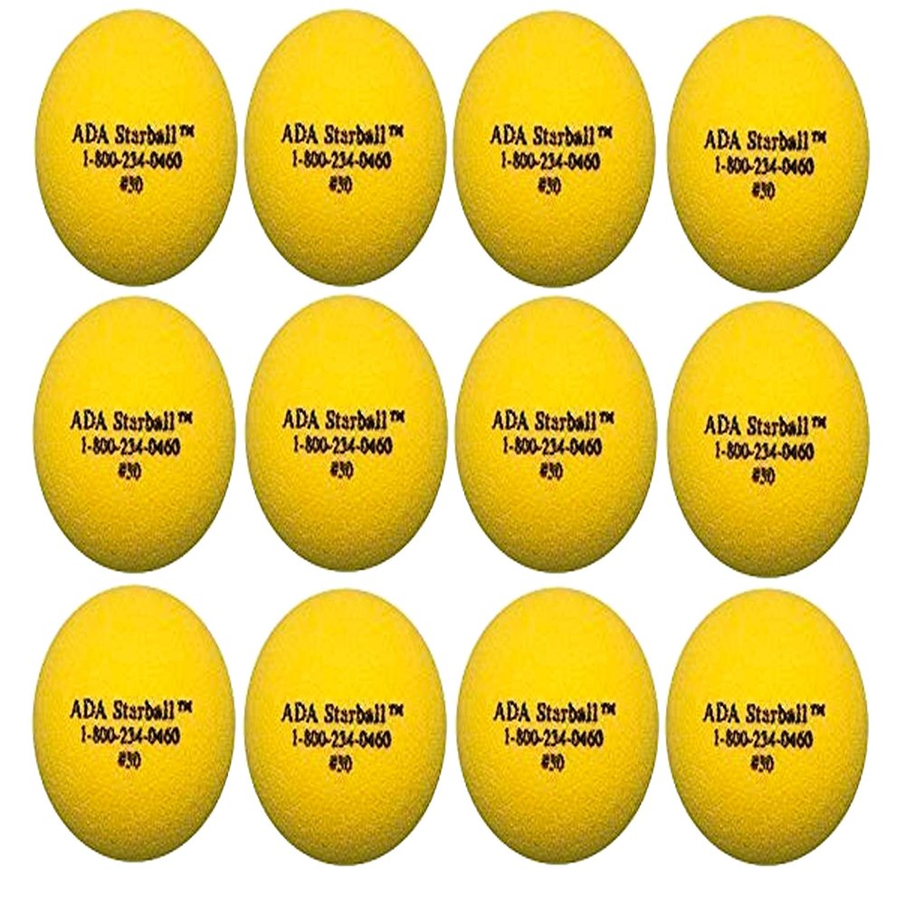 ADA Sports Starball Foam Training or Practice Softball or Tennis Ball Size| Durable Sponge Foam Ball Construction| Soft Contact| All Ages & Skill Levels | Set of 12 (#30 Tennis Ball Size)