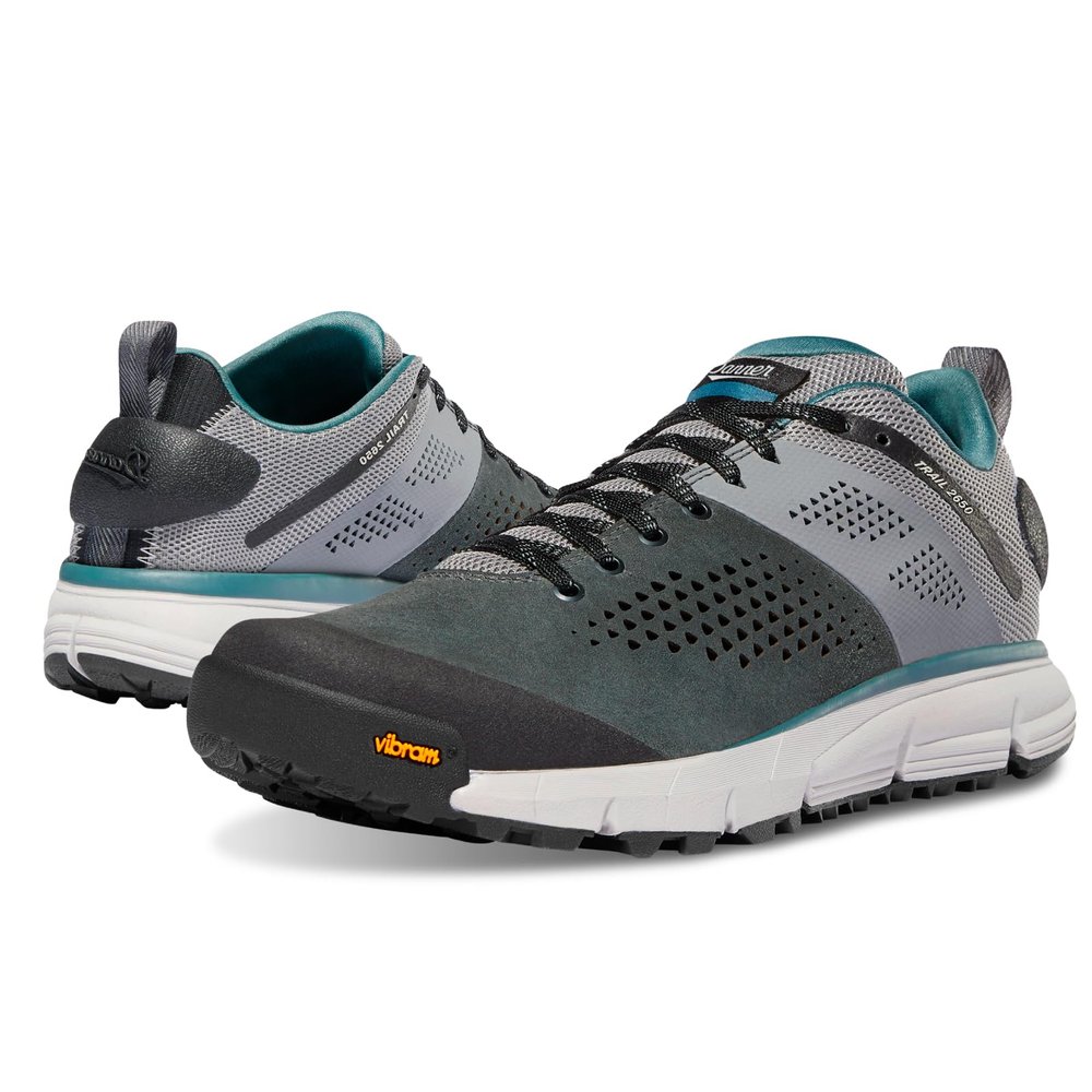 Danner Trail 2650 Hiking Shoes for Men - Durable Suede, Lightweight Textile with Breathable Mesh Lining, Ortholite Footbed, & Vibram Traction Outsole, Charcoal/Goblin Blue - 11 D