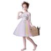 Weileenice Ivory Flower Girl Dress 11 12 Pastel Tulle Lace Sleeve 3D Embroidery Princess Elegant Pageant Wedding Party Dresses Rainbow Junior Girls Bridesmaid Evening Birthday Prom Ball Gown view 2
