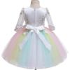 Weileenice Ivory Flower Girl Dress 11 12 Pastel Tulle Lace Sleeve 3D Embroidery Princess Elegant Pageant Wedding Party Dresses Rainbow Junior Girls Bridesmaid Evening Birthday Prom Ball Gown view 3