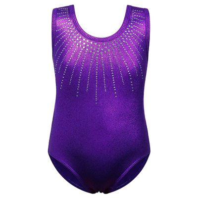 BAOHULU Gymnastics Leotards for Girls Shiny Jewels Kids Athletic Apperal Dance Outfit B199_DarkPurple_12A