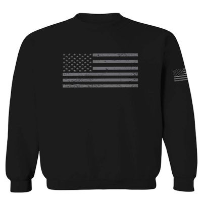 0176. Gray America USA American United States Vintage Flag Patriotic Style Men's Crewneck Sweatshirt (Black X-Large)
