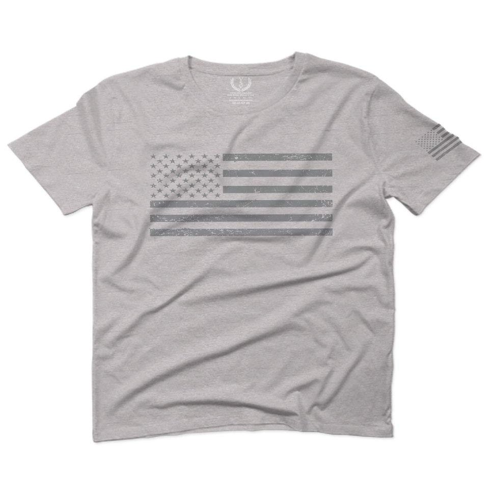 0176. Gray America USA American United States Vintage Flag Patriotic Style for Men T Shirt (Light Gray 2X-Large)