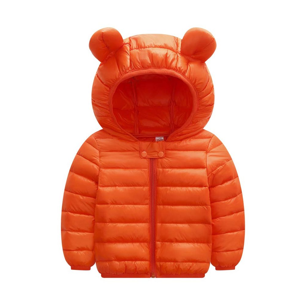 Toddler Baby Boys Girls Winter Coats Jacket Warm Clothes for 1-4 Years Old Kid Thick Ears Hoodie Velvet Snowsuit (18-24 Months, Orange)