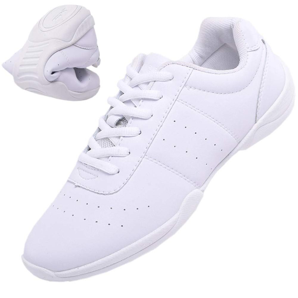 DADAWEN Adult & Youth White Cheerleading Shoe Athletic Sport Training Competition Tennis Sneakers Cheer Shoes White US Size 10/EU Size 42