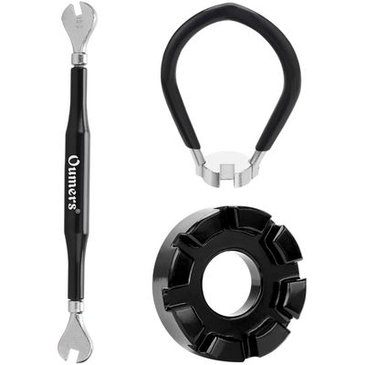 Oumers 3 Pack of Bike Spoke Wrench Kit, Forged Steel Bike Rim Correct Tool Bicycle Spoke Tool-Black