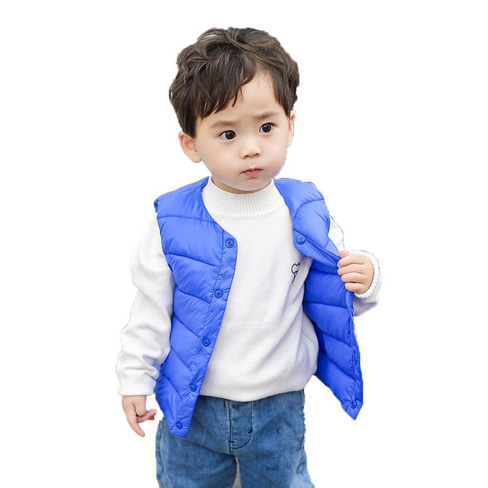 Moonker-Baby Tops Toddler Boys Girls Winter Warm Waistcoat Coats Jacket for 1-5 Years Old Child Solid Striped Vest Outwear Clothes (2-3 Years Old, Blue)