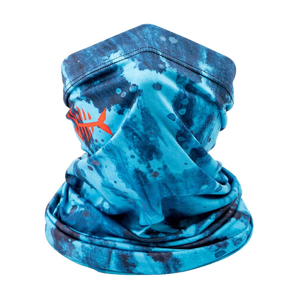 BASSDASH UPF 50+ UV Sun Protection Neck Gaiter Fishing Mask Hunting Kayaking Hiking Cycling Ski Sports Blue Camo