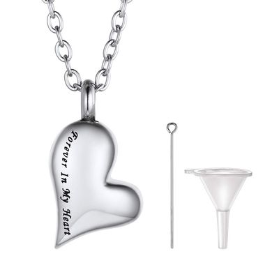 PROSTEEL Ashes Urn Necklace Men Women Memorial Keepsake Jewelry Stainless Steel Forever in My Heart Pendant Hair Perfume Locket Cremation Necklace
