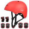 XJD Kids Bike Helmet,Multi-Sport Protective Gear Set for 3-5-8-14 Years Boys Girls with Knee and Elbow Pads Wrist Guards fit Roller Skates,Cycling,Skateboarding,Skating Scooter (Red, Medium) view 1