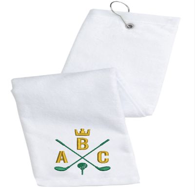 Personalized Embroidered Golf Towel with Monogram Design and Initials  Custom Trifold Towel for Golf Bags with Grommet and Carabiner Clip, Hook