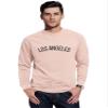 Daxton Los Angeles Sweatshirt Athletic Fit Pullover Crewneck French Terry Fabric, Peach Sweatshirt Black Letters, 1XL view 1