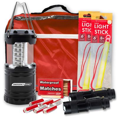 Emergency Zone Power Outage Emergency Kit - Basic | Power Outage Essentials w/Emergency Light for Hurricane Prep, Tornado Emergency Kit, Etc | Power-Loss Ready Emergency Supplies for The Dark