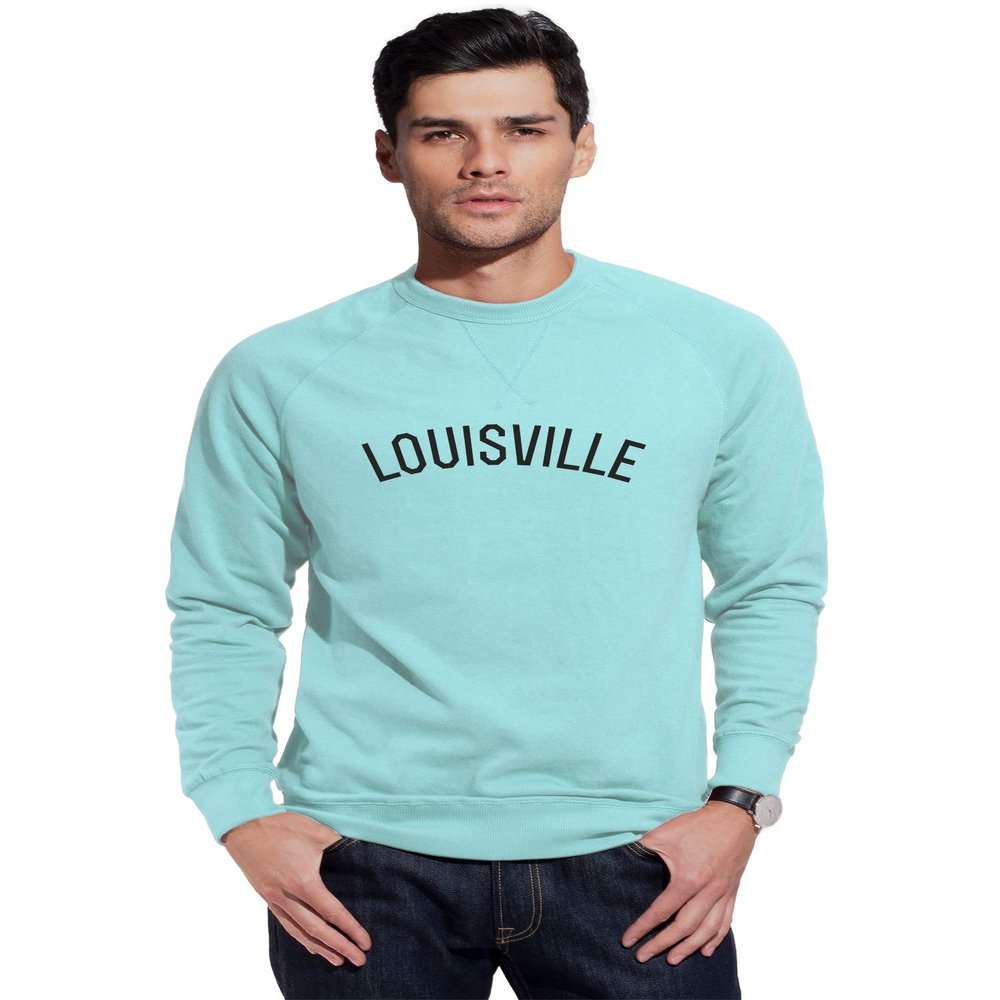 Daxton Louisville Sweatshirt Athletic Fit Pullover Crewneck French Terry Fabric, Sky Sweatshirt Black Letters, L