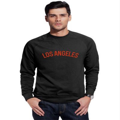 Daxton Los Angeles Sweatshirt Athletic Fit Pullover Crewneck French Terry Fabric, Black Sweatshirt Red Letters, 3XL