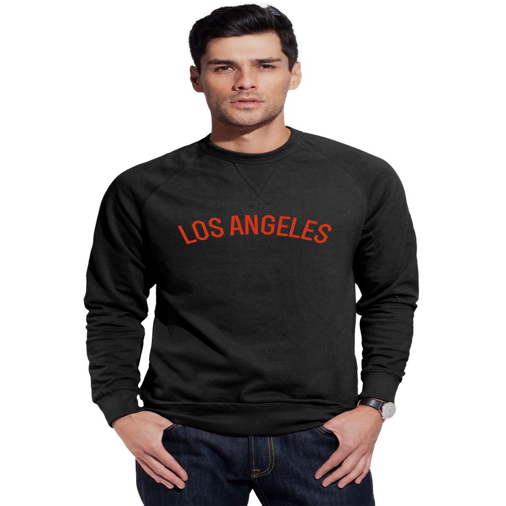 Daxton Los Angeles Sweatshirt Athletic Fit Pullover Crewneck French Terry Fabric, Black Sweatshirt Red Letters, 3XL