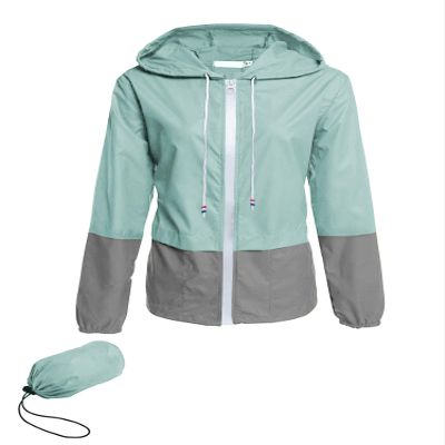 Avoogue Lightweight Raincoat Women's Waterproof Windbreaker Packable Outdoor Hooded Rain Jacket Light Blue XXL
