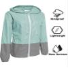 Avoogue Lightweight Raincoat Women's Waterproof Windbreaker Packable Outdoor Hooded Rain Jacket Light Blue XXL view 3