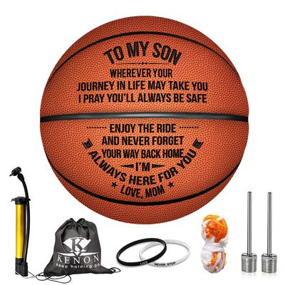 Kenon Personalized Basketball Gift for Son from Mom - Engraved Basketball Indoor/Outdoor Game Ball - Enioy The Ride and Never Forget Your Way Back Home, Graduation Birthday for Son