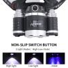 BORUIT RJ-3000 LED Black Light Headlamp,3 Modes White and UV Light Headlamp,Super Bright Rechargeable Blacklight Headlight Head Lamp for Hunting Camping Hiking Fishing Working view 2