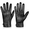 Alepo Genuine Sheepskin Leather Gloves For Men, Winter Warm Touchscreen Texting Cashmere Lined Driving Motorcycle Gloves (Black-M)