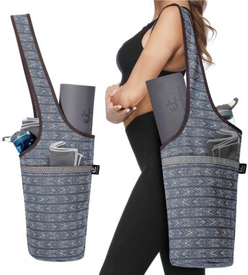 Ewedoos Canvas Yoga Mat Bag Fits Most Mats Yoga Bag with Large Storage Pockets to Hold More Accessories Ideal for Pilates Workout Gifts & Travel