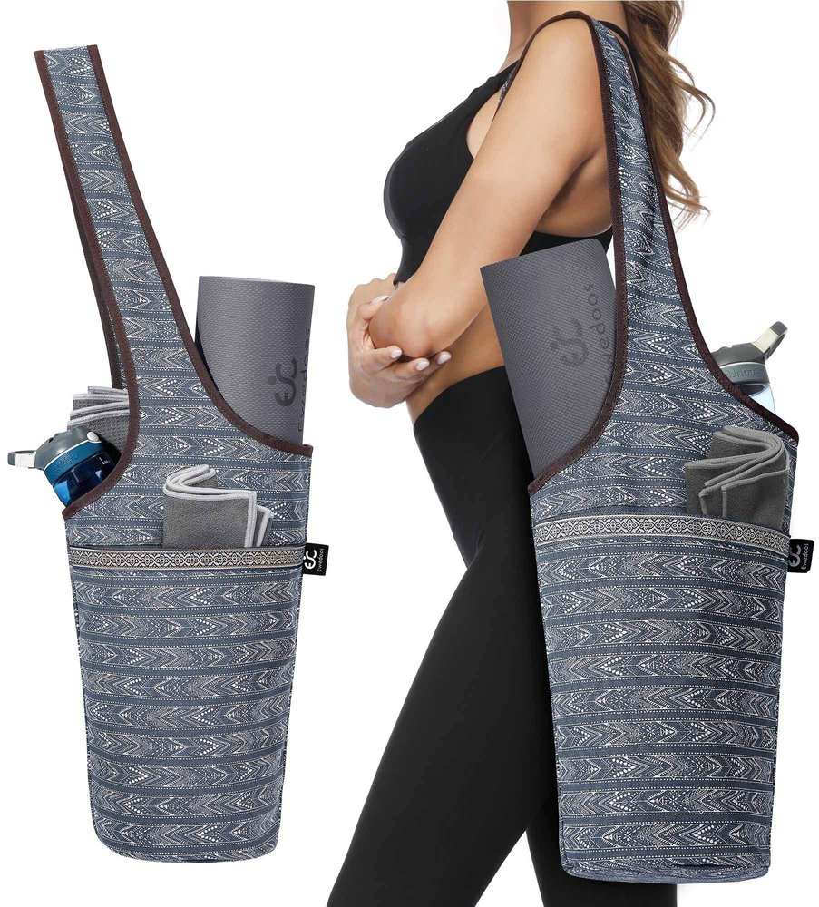 Ewedoos Canvas Yoga Mat Bag Fits Most Mats Yoga Bag with Large Storage Pockets to Hold More Accessories Ideal for Pilates Workout Gifts & Travel