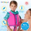 SwimSchool Swim Trainer - Medium/Large - Swim Vest with Shoulder Sleeves, Adjustable Safety Strap, and Removable Chin-Up Collar -Pink/Aqua view 2