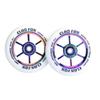 CLAS FOX 100mm One Pair Pro Stunt Scooter Wheels with ABEC-9 Bearings CNC Metal Core Graviti (2pcs) (White PU Rainbow Core) view 1